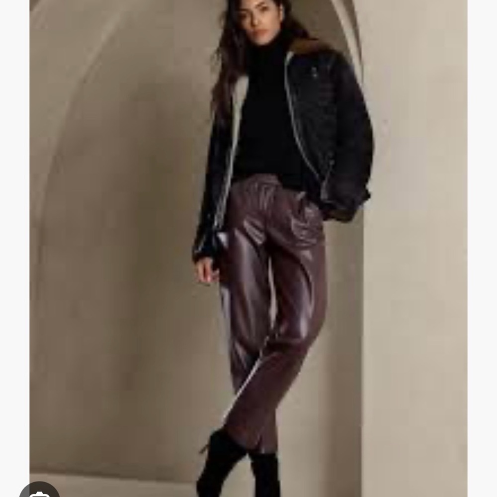 Banana Republic Brown Leather Straight Leg Pants